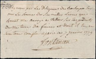1779 Nyugta 100 livréről. Franciaország.