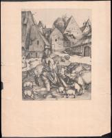 Albrecht Dürer metszeteiről készült modern nyomat, szakadásokkal, 2 db