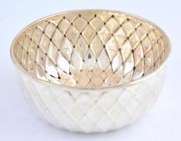 Ezüst (Ag) rácsos, kínáló tál. Jelzett, szép állapotban. d: 15 cm, m: 7 cm. 226g