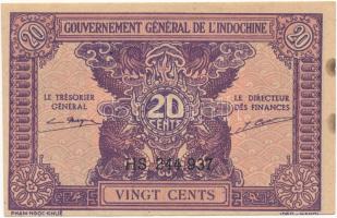 Francia-Indokína 1942. 20c T:I fo. French Indo-China 1942. 20 Cents C:UNC spotted Krause#90