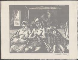 Vadász Endre (1901-1944): Szent család (Daumier után), fametszet, jelzett, 19x24 cm