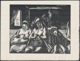 Vadász Endre (1901-1944): Szent család (Daumier után), fametszet, jelzés nélkül, 19x24 cm