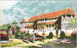 Hong Kong & Ceylon pavilions. British Empire Exhibition 1924. advertising art postcard s: Ernest Coffin