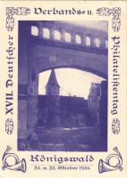 1936 XVII. Deutscher Verbands u. Philatelistentag Königswald 24. u. 25. Oktober 1936 / German Philately Day in Königswald (Libouchec), advertising card + So. Stpl. (EB)