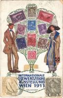 1911 Internationale Postwertzeichen Ausstellung Wien / International Stamp Exhibition in Vienna advertising art postcard, philately s: H. Kalmsteiner (kopott sarkak / worn corners)