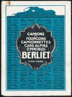cca 1930 Automobiles berliet francia nyelvű prospektus, szakadásokkal, foltokkal