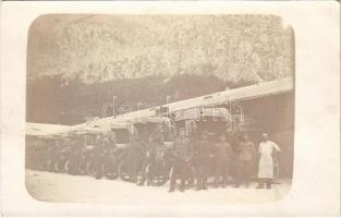Osztrák-magyar hadsereg gépkocsizó egysége télen / WWI Austro-Hungarian K.u.K. military, motorized units in winter. photo (fl)