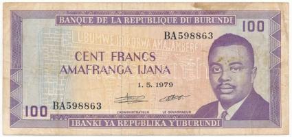 Burundi 1979. 100Fr T:III fo. Burundi 1979. 100 Francs C:F spotted Krause#29a