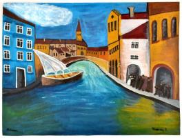 Vaszary J. jelzéssel: Velence. Olaj, karton. 53x70,5 cm