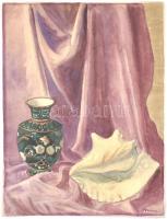 Vaszary J. jelzéssel: Csendélet. Akvarell, papír. 56x42 cm