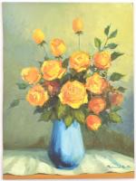 Thormáné KIss M. jelzéssel: Virágok. Olaj, farost. 39x29 cm