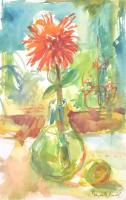 Bernáth Aurél jelzéssel: Virágok. Akvarell, papír, sérült. 48x31 cm.