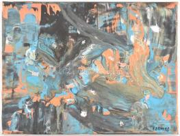 Korniss jelzéssel: Átfolyás. Olaj, vászon, sérült. 29,5x40 cm