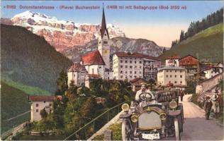 Pieve di Livinallongo, Buchenstein; Dolomitenstrasse mit Sellagruppe / street view, automobile