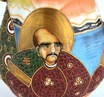 Szacuma kávés készlet, 2 személyre, kézzel festett, magyar tervezővel (Bereznay W. jelzéssel), kopás...