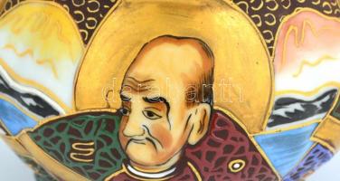 Szacuma kávés készlet, 2 személyre, kézzel festett, magyar tervezővel (Bereznay W. jelzéssel), kopás...