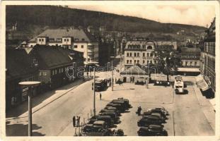 1941 Aue (Erzgebirge), Altmarkt / old market, hotel, automobile, autobus, shops (EK)