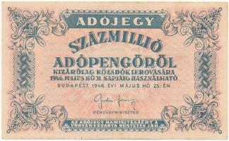 1946. 100.000.000AP T:III szép papír  Adamo P55