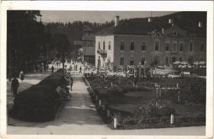 1941 Borszék, Borsec; Park, Hotel Mélik szálloda és étterem, nyaraló. Heiter György udv. fényképész felvétele / park, hotel, restaurant, villa (EK)