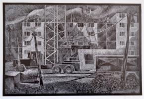 Képek Bács-Kiskun megye életéből 1945-1975. 14 db grafikát tartalmazó mappa, vegyes technika, papír,...