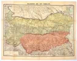 1908 Bulgária és Kelet-Rumélia, 1:600.000, szakadásokkal, 71x87,5 cm
