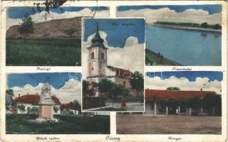 1939 Tószeg, Kucorgó (Laposhalom), Református templom, Tisza, Hősök szobra, emlékmű, Hangya Szövetkezet üzlete és saját kiadása (EB)
