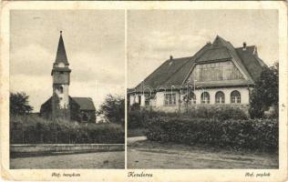 1943 Kenderes, Református templom és paplak. Bódy Ferenc kiadása (kopott sarkak / worn corners)