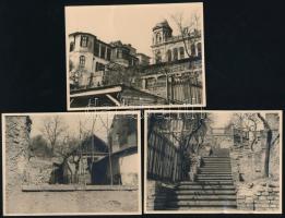 1940 Budapest, Gül Baba utca, 3 db vintage fotó, hátoldalán feliratozott, egyiken törésnyommal, 8,5x11,5 cm