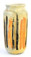 Gorka Lívia (1925-2011): Narancs-fekete váza, festett mázas kerámia, jelzett, kis lepattanással, m: 23 cm