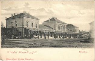 Füzesabony, vasútállomás. Metzner Henrik kiadása (EK)