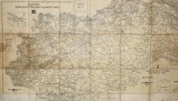 cca 1940 Magyarország kiépített közutainak távolságmutató térképe III. Szerkesztette és összeállította: vitéz Harmath Géza, 79x137 cm