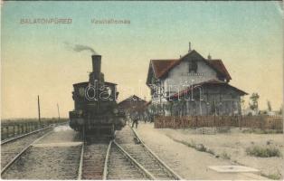Balatonfüred, vasútállomás, gőzmozdony. Vasúti levelezőlapárusítás 6905 (Rb)