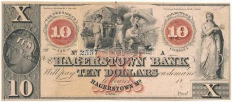 Amerikai Egyesült Államok / Hagerstown Bank ~1800. 10$ T:III kis beszakadás USA / Hagerstown Bank ~1800. 10 Dollars C:F small tear