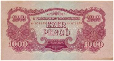 1944. 1000P "A Vörös Hadsereg Parancsnoksága" T:III szép papír Adamo P48