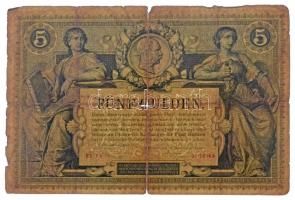1881. 5Ft / 5G "Osztrák-Magyar Bank" piros "Kk 2612984" sorszámmal T:III-  
Aus...