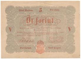 1848. 5Ft Kossuth bankó vörösesbarna T:III szép papír Adamo G109