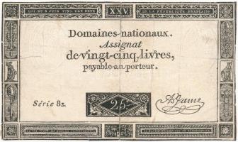Franciaország 1793. 25L Assignata T:III több ragasztás  France 1793. 25 Livres Assignata C:F more sticking