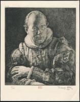 Kaveczky Zoltán (1897-1967): Szerepjátszó őnarckép. Rézkarc, papír, jelzett, számozott 8/25, 17,5x16 cm