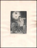 Tordai Schilling Oszkár (1880-?): Delila toilette-je. Rézkarc, papír, jelzett, lap széle kissé foltos, 19×13 cm
