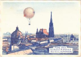 1955 Für das Kinderdorf Rotterdam / Austrian charity fund postcard for the orphan children of Rotterdam + Mit Ballonpost (fl)