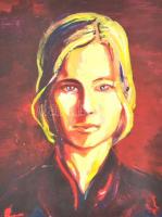 Jelzés nélkül: Fiatal nő arcképe. Olaj, karton, 60×46 cm