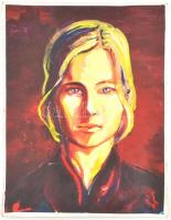 Jelzés nélkül: Fiatal nő arcképe. Olaj, karton, 60×46 cm