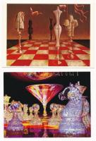 22 db MODERN sakk motívum képeslap: figurák / 22 modern chess motive postcards: pieces