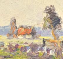 Jelzés nélkül: Tanya. Olaj, karton, fa keretben, 9×9 cm