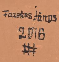 Fazekas János jelzéssel: Tigrisfejű nő. Olaj, vászon, hátoldalán jelzett, 30x24 cm