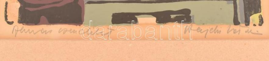 Hajdú jelzéssel: Almás csendélet. Színes linómetszet, papír, paszpartuban, 30x24,5 cm