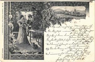 1898 Die Trompete fällt ihr jählings von der Lippe blühndem Rand. Postkarten-Verlag Vogel No. 180. Art Nouveau, floral. artist signed (vágott / cut)