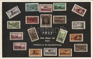 1935 Die Saar ist frei! Andenken an die Saarabstimmung. Volksabstimmung / German stamps commemorating the Saar status referendum in 1935. NSDAP German Nazi Party propaganda (gyűrődés / crease)