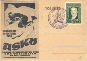 1948 ASKÖ. Skimeisterschaften 1948 von Österreich in Bad Aussee / Austrian ski championship advertising art postcard, winter sport. artist signed + So. Stpl. (EK)