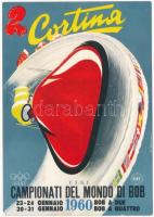 1960 F.I.S.I. Campionati del Mondo di Bob Cortina / World Bob Championships in Cortina. winter sport, advertising art postcard + Bob a quattro 1a Giornata So. Stpl. (EK)